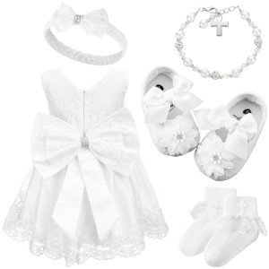 Adorable Baby Girl Baptism Outfit Set - 5 Pieces