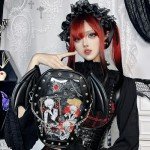 Goth Coffin Backpack with Bat Wing for Pins