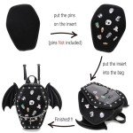 Goth Coffin Backpack with Bat Wing for Pins