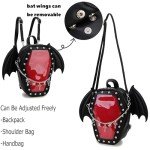 Goth Coffin Backpack with Bat Wing for Pins