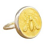 Honey Bee Signet Ring in 925 Silver & Gold