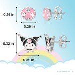 Hello Kitty Silver Stud Earrings - 2 Pair Set