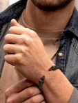 Men's Adjustable Black Stainless Steel Viking Bracelet