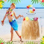 Hawaiian Grass Skirt & Hibiscus Wristband Set
