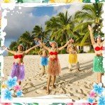 Hawaiian Grass Skirt & Hibiscus Wristband Set