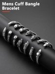 Men's Adjustable Black Stainless Steel Viking Bracelet