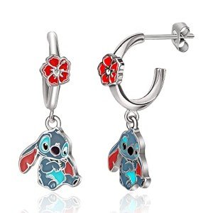 Lilo & Stitch Enamel Hibiscus Hoop Earrings