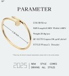 Elegant 18K Gold Nail Cuff Bracelet with CZ