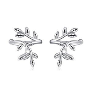 Sterling Silver Leaf Ear Cuffs for Women