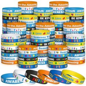 Colorful Autism Awareness Silicone Bracelets - 240 Pack