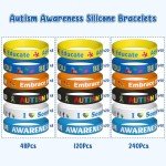 Colorful Autism Awareness Silicone Bracelets - 240 Pack