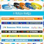 Colorful Autism Awareness Silicone Bracelets - 240 Pack