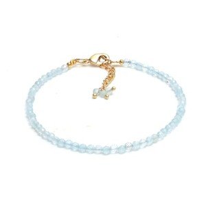 Aquamarine Beaded Bracelet - Gold Plated, Hypoallergenic