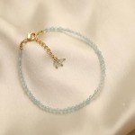 Aquamarine Beaded Bracelet - Gold Plated, Hypoallergenic