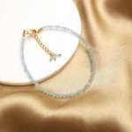 Aquamarine Beaded Bracelet - Gold Plated, Hypoallergenic