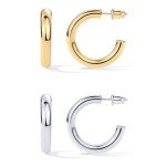 Gold Plated Chunky Open Hoop Earrings for Women