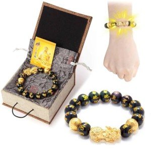 24k Gold Plated PiXiu Obsidian Wealth Bracelet