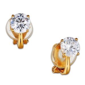 Gold Plated Cubic Zirconia Clip-On Earrings