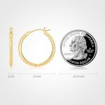 14K Gold Engraved Hoop Earrings for Women