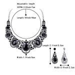 Elegant Black Silver-Tone Crystal Necklace and Earrings Set