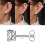 Moissanite Stud Earrings in 925 Sterling Silver