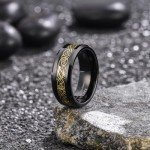 Men's Black Tungsten Dragon Wedding Band, 8mm