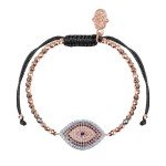 Hematite Evil Eye Charm Beaded Bracelet