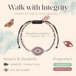 Hematite Evil Eye Charm Beaded Bracelet