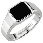 Men's Polished Stainless Steel Onyx Signet Ring