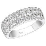 Three Row Eternity Ring for Women - Size 7