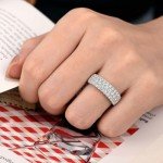 Three Row Eternity Ring for Women - Size 7