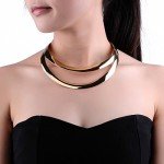 Stainless Steel Two-Layer Silver Choker Necklace