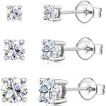 18K White Gold Moissanite Stud Earrings Set