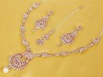 Bollywood-Inspired Silver Floral Necklace and Mangtika Set