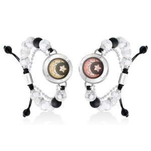 Couples Touch Bracelet: Black Agate & White Howlite