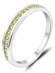 Sterling Silver Stackable Peridot Halo Rings for Women