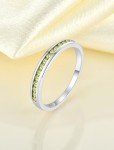 Sterling Silver Stackable Peridot Halo Rings for Women