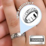 Sterling Silver Moon Star Fidget Spinner Ring