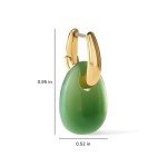 Elegant Gold Hoop Drop Earrings with Green Stone
