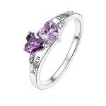 Personalized Sterling Silver Name Ring with Birthstones