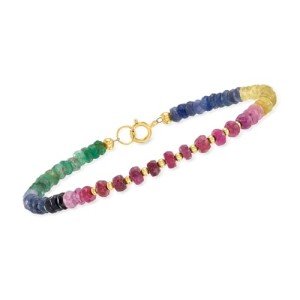 Multicolored Sapphire and Ruby Bead Bracelet