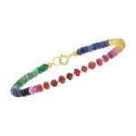Multicolored Sapphire and Ruby Bead Bracelet