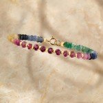 Multicolored Sapphire and Ruby Bead Bracelet