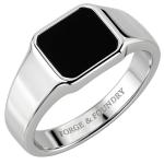 Men's Polished Stainless Steel Onyx Signet Ring