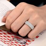 Three Row Eternity Ring for Women in Sterling Silver