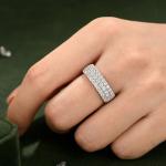 Three Row Eternity Ring for Women in Sterling Silver