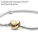 PANDORA Two-Tone Heart Clasp Snake Chain Bracelet