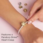 PANDORA Two-Tone Heart Clasp Snake Chain Bracelet