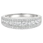 Princess Cut Half Eternity Band Ring in Silver