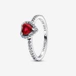 PANDORA Red Heart Sterling Silver Stackable Ring